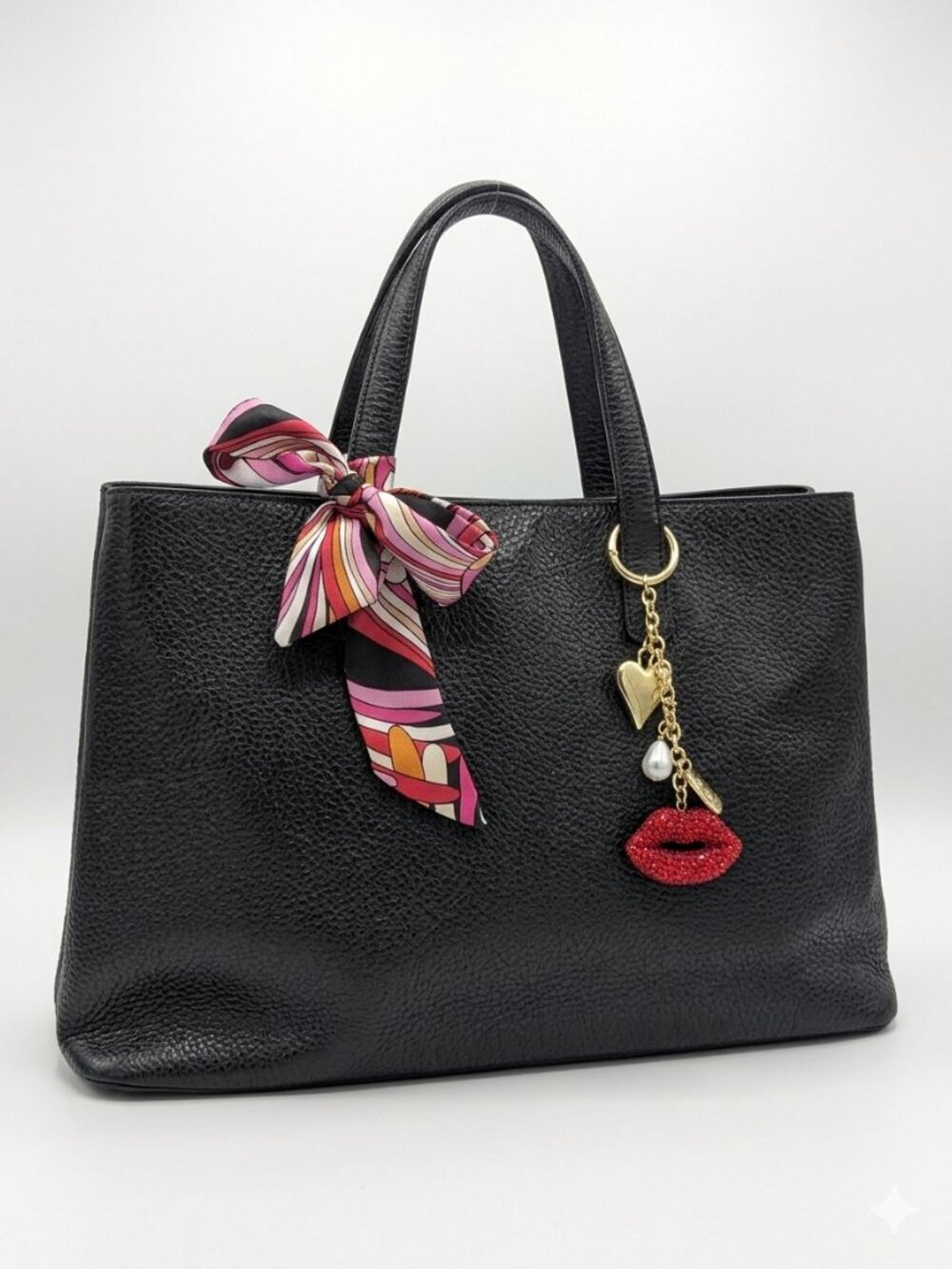 Furla Black Leather Shopper Tote Bag Everyday Carry Purse Office Travel Handbag